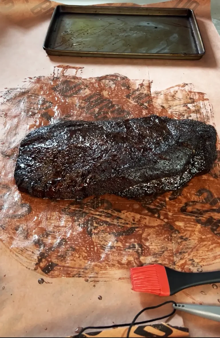 Beef Tallow poured over brisket and on butcher paper before wrapping.