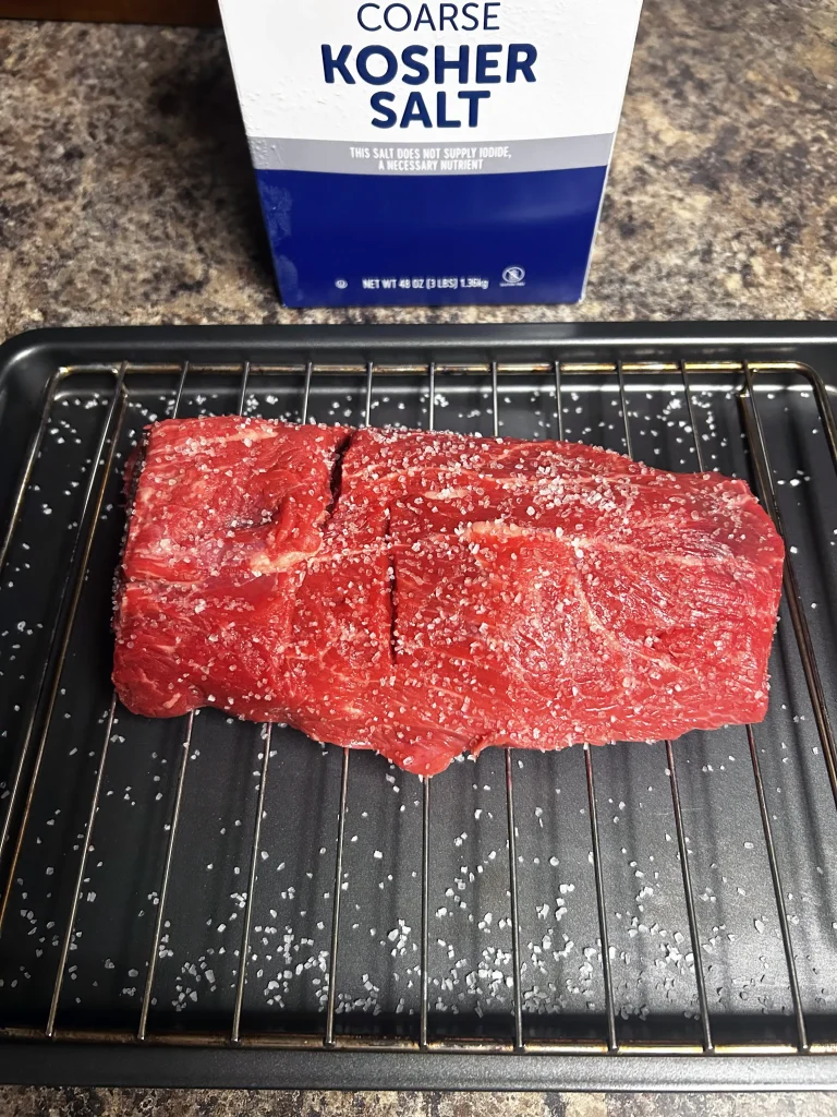 Dry brine beef roast with salt