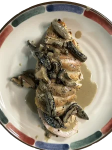 Chicken with Shiitake with Coffee creame sauce