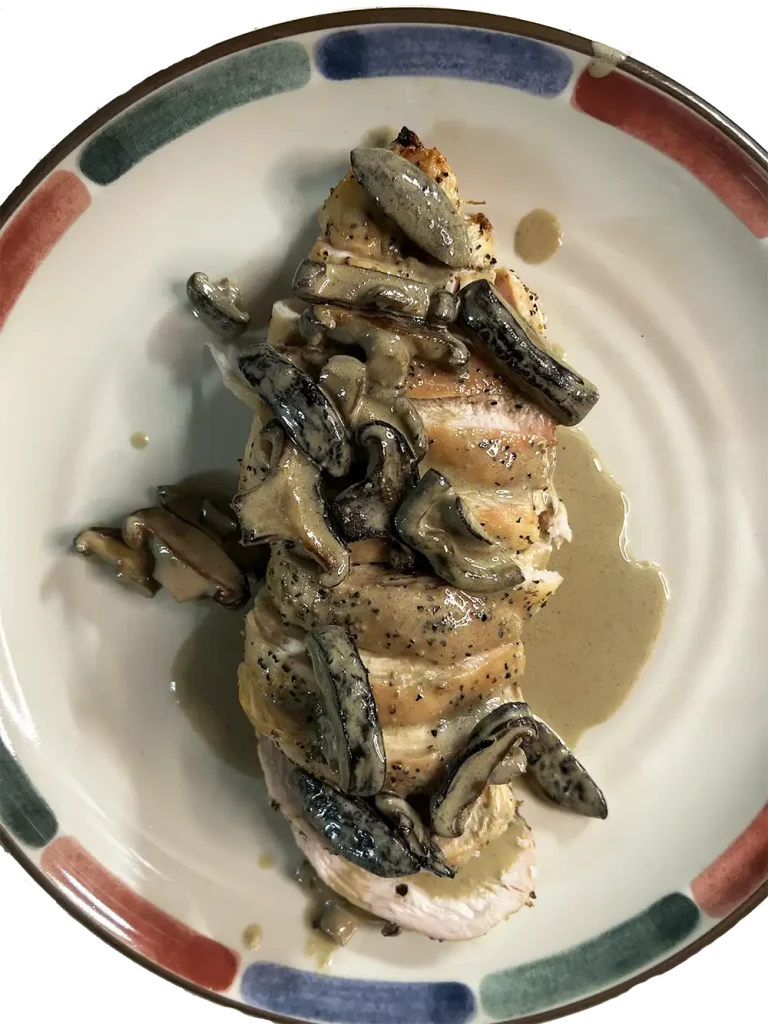 Chicken with Shiitake with Coffee creame sauce