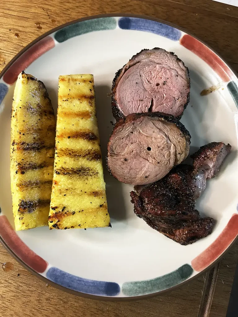 Leg of Lamb and grilled pineapple
