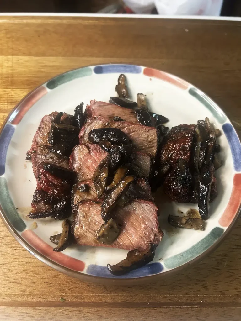 2" thick NY Strip Steak w/ Shiitake Mushroom sauce