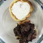 Open Pulled Beef Sandwich with Horsradish mayo