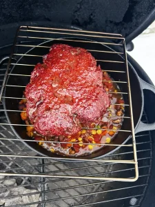 Over The Top Chili during the smoke on the Weber Kettle