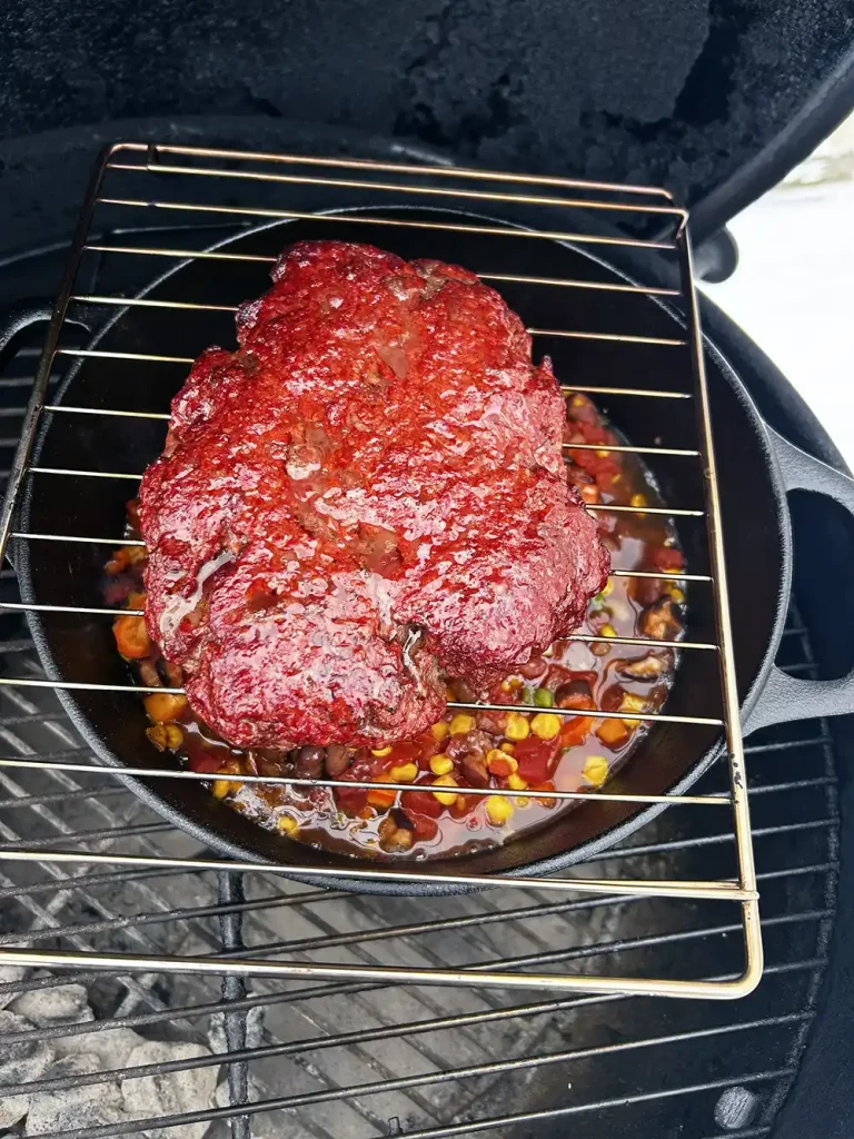Over The Top Chili during the smoke on the Weber Kettle