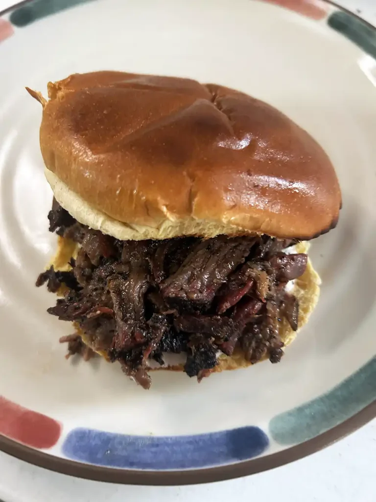 Pulled Beef Chuck Roast Sandwich
